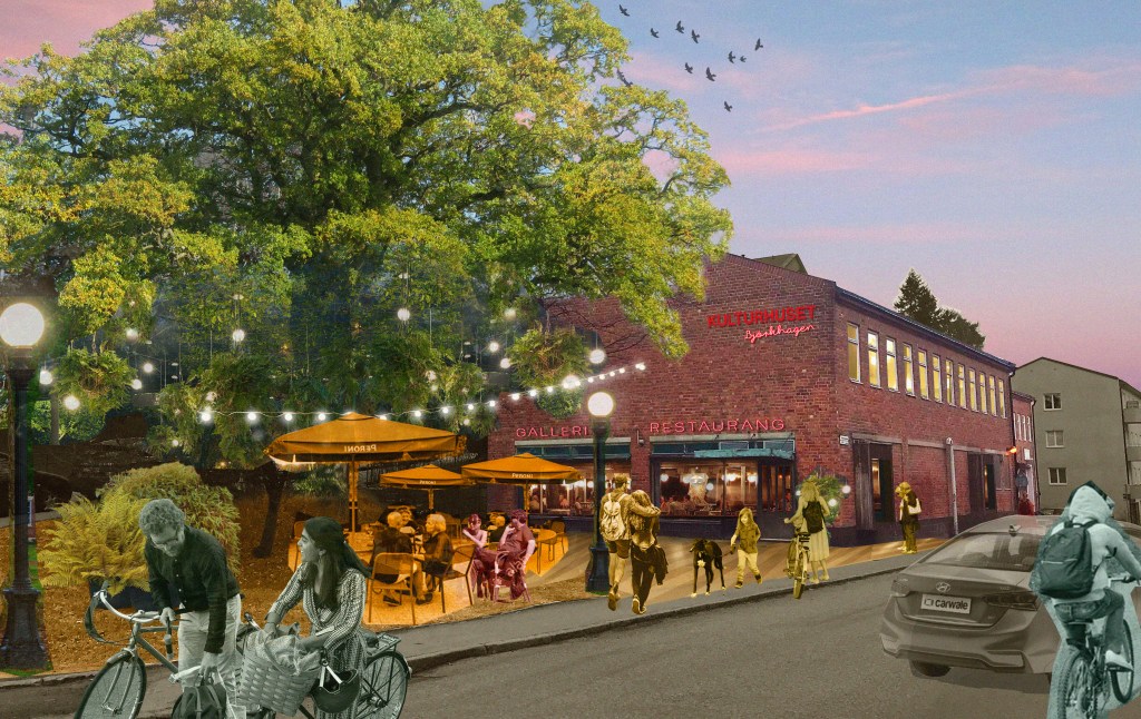 Visionsbild av kulturhuset. Astrids Arkitektur